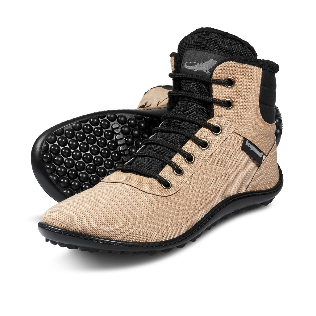 leguano kosmo Barfuß-Schnürstiefel, Sand, warm gefüttert