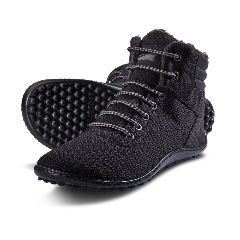 leguano kosmo Barfuß-Schnürstiefel, Schwarz, warm gefüttert