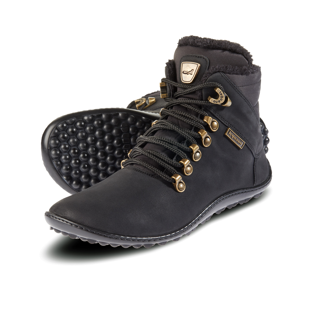 leguano husky Barfußschuh, Schwarz, wärmendes Winterfutter