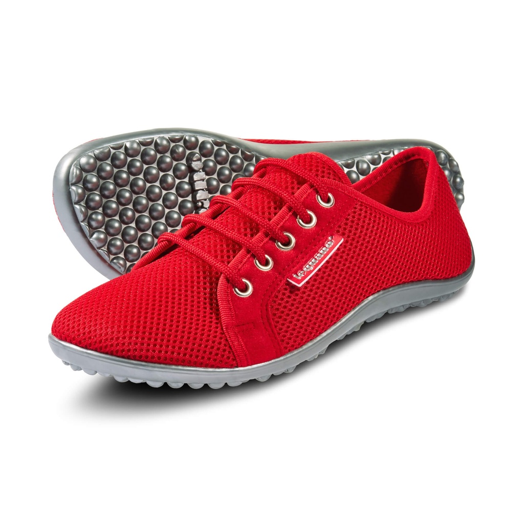 leguano aktiv Barfußschuh, Rot, luftiges Mesh-Obermaterial