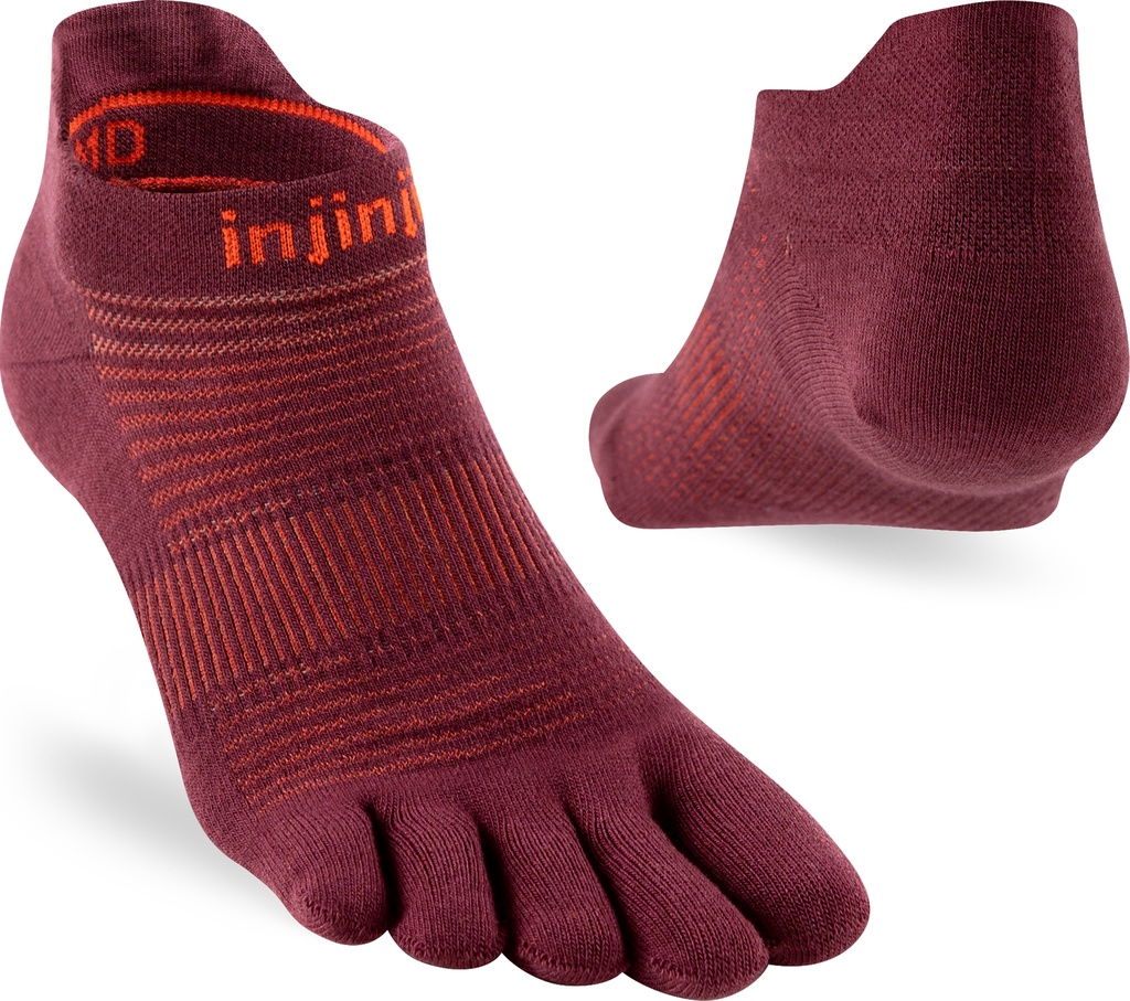 Injinji RUN Lightweight No-Show Zehensocken, Mahogany, COOLMAX®