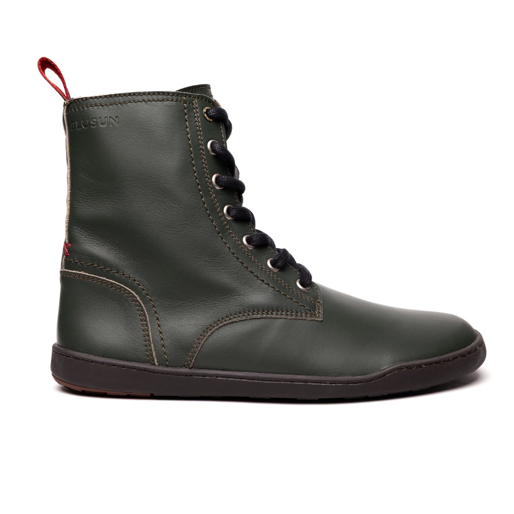 BLUSUN BLSN-040W Schnürstiefel Damen, Green, Glattleder