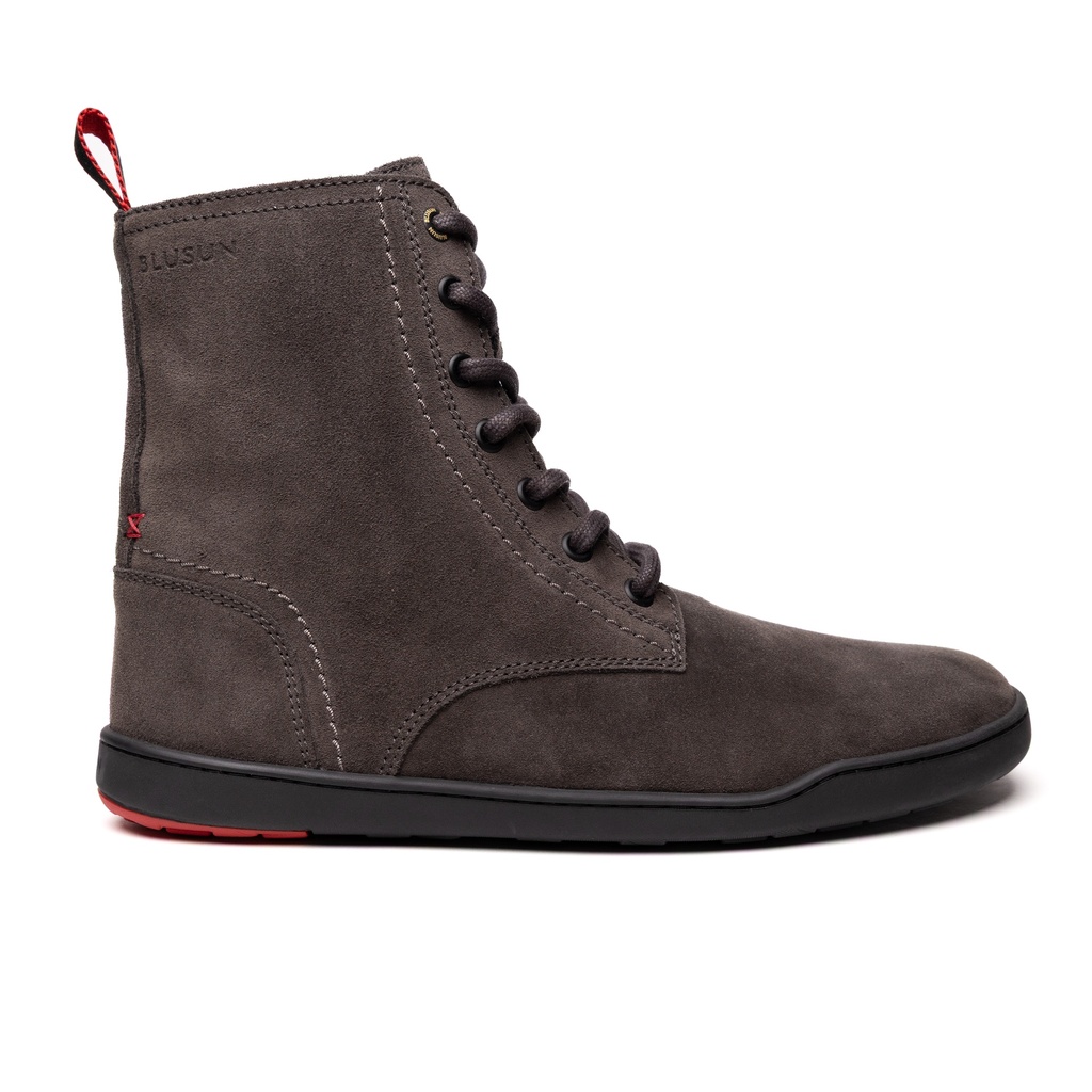 BLUSUN BLSN-040W Schnürstiefel Damen, Dark Grey, wasserabweisendes Veloursleder