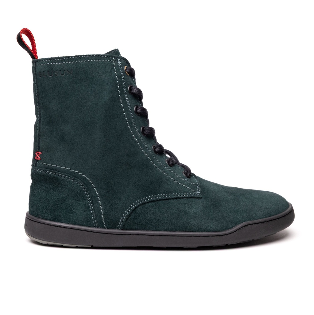 BLUSUN BLSN-040W Schnürstiefel Damen, Pine Green, wasserabweisendes Veloursleder