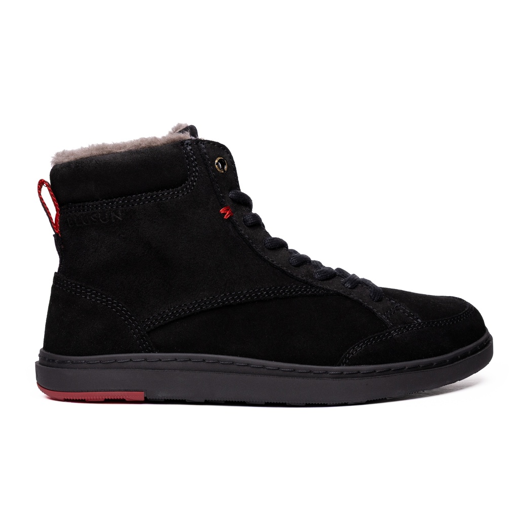 BLUSUN BLSN-035W Barfußstiefel Damen, Black, wasserabweisendes Veloursleder mit Wollfutter