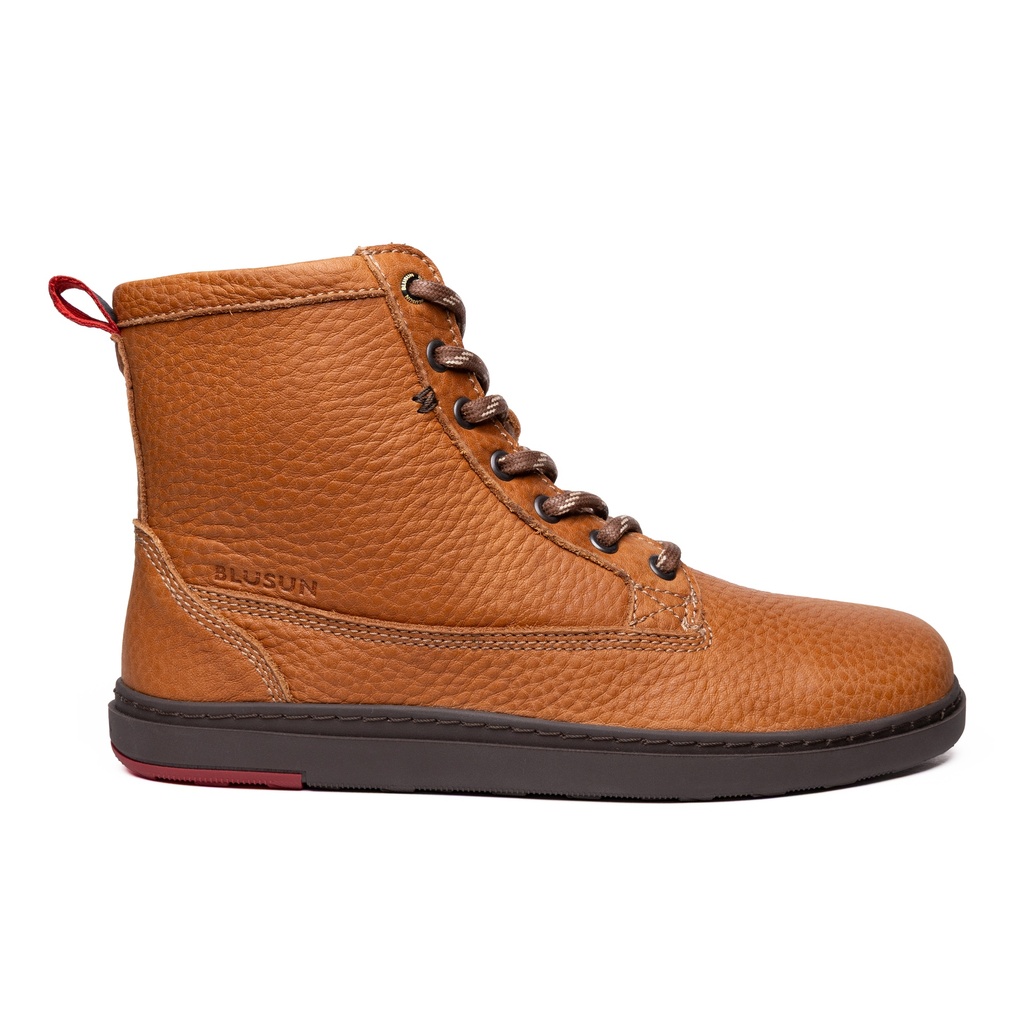 BLUSUN BLSN-080W Winterstiefel Damen, Cognac, genarbtes Glattleder mit Wollfutter