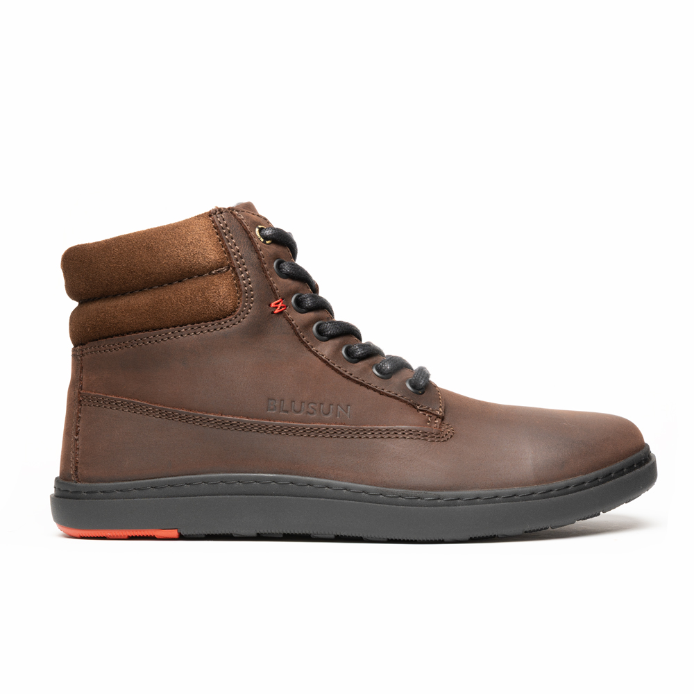 BLUSUN BLSN-020M Barfuß-Boot Herren, Brown, wasserabweisendes Nubukleder mit PrimaLoft®
