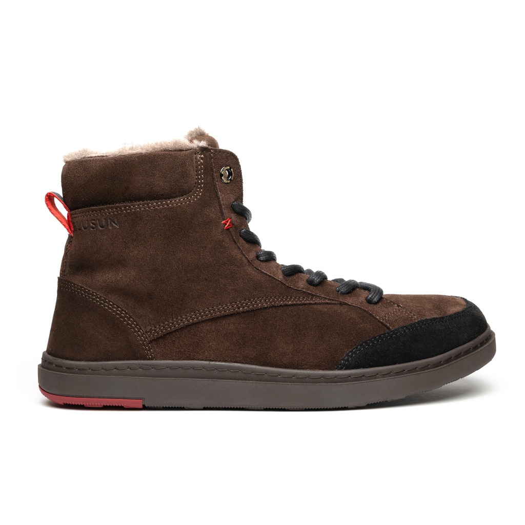 BLUSUN BLSN-035W Barfußstiefel Damen, Brown, wasserabweisendes Veloursleder mit Wollfutter