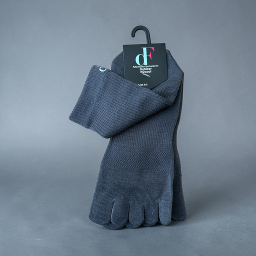 dF Crew-Outdoor Zehensocken, Dark-Grey, mit Nüwool