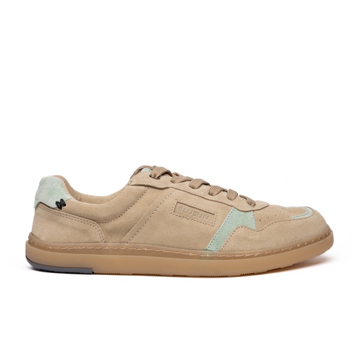 BLUSUN BLSN-600+W Barfußschuh Damen, Beige/Green, Veloursleder