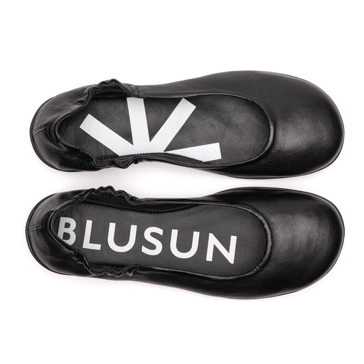 BLUSUN BLSN-010W Barfußballerina Damen, Black, pflanzlich gegerbtes Glattleder